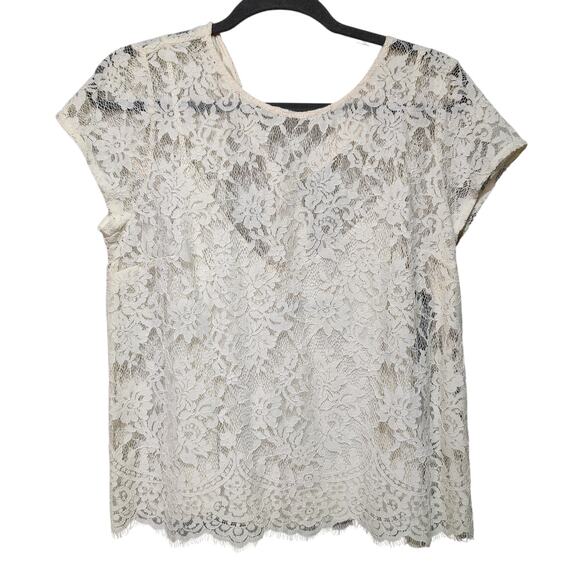 NWT Abercrombie & Fitch Women's Sz M Cream Lace Top Keyhole Tie Back - Picture 1 of 8